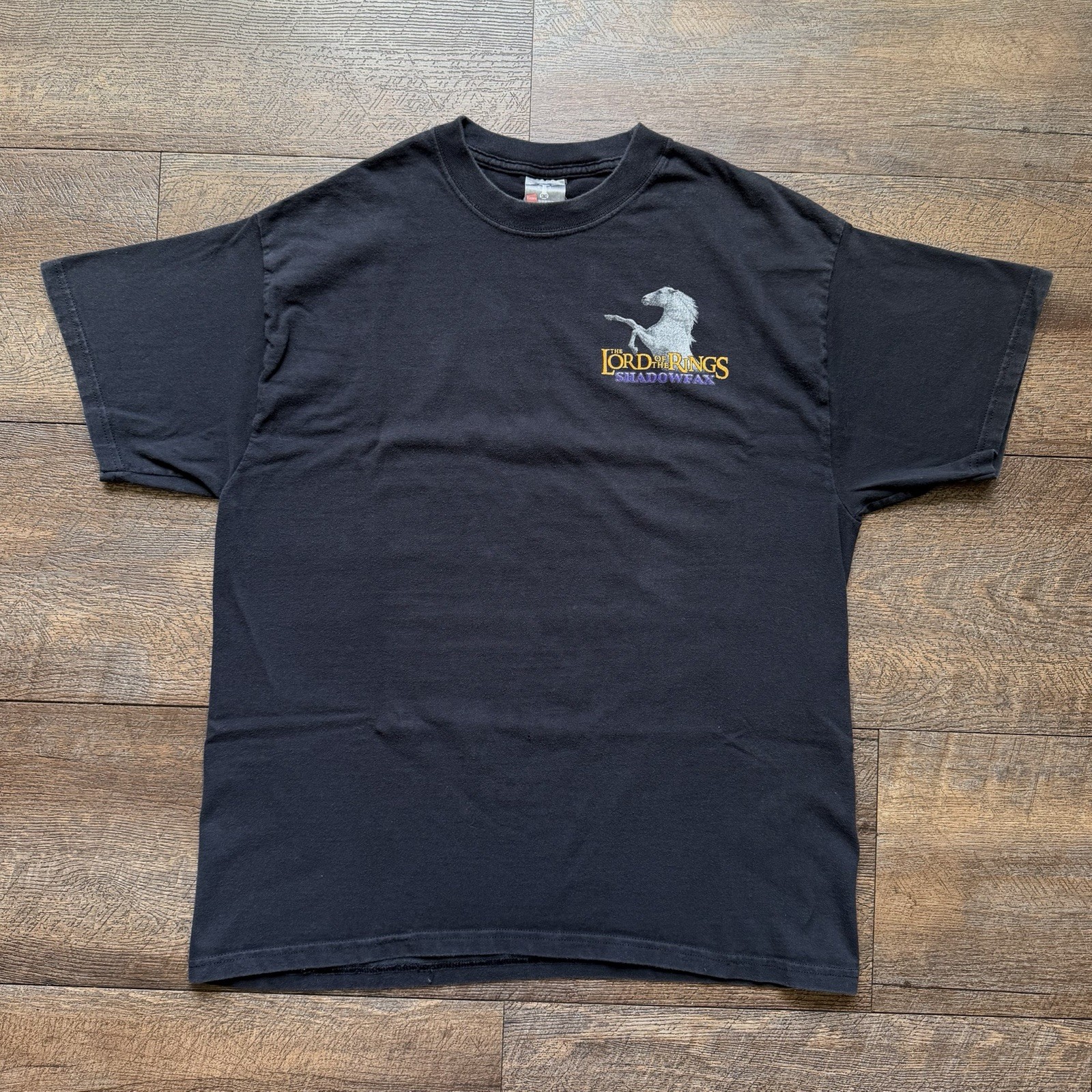 Vintage Y2K Mens L Black Lord Of The Rings Shadowfax Star Blanco Movie T-Shirt gallery