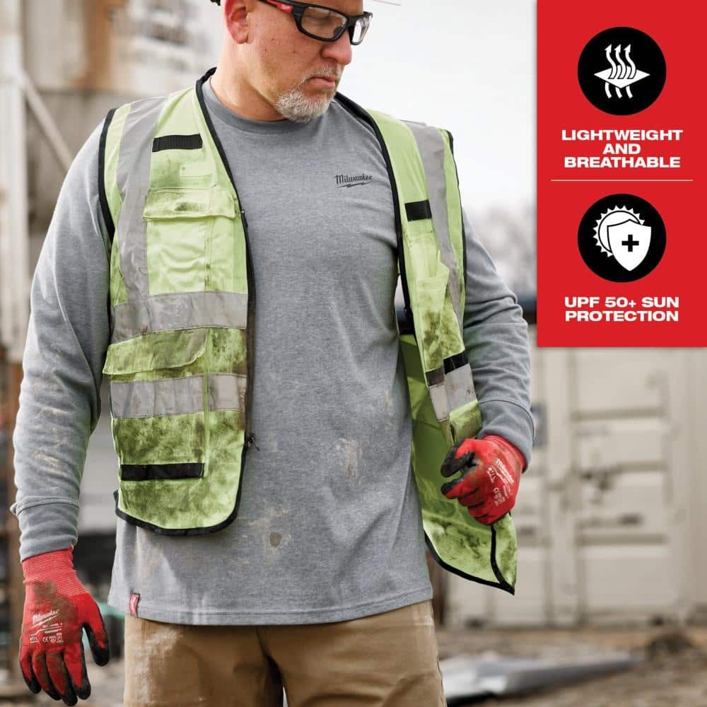 Milwaukee Men's Medium Gray Cotton/Polyester Long-Sleeve Hybrid Work T-Shirt gallery