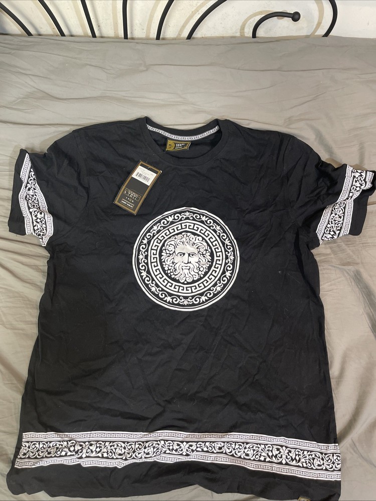Level Ten Couture Short Sleeve Black/White Gold T-Shirt Size Large