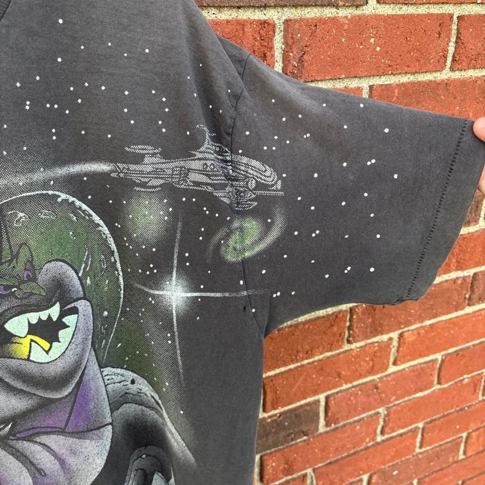 Vintage 90s grail space jam swackhammer looney tunes aop shirt faded mens xl gallery