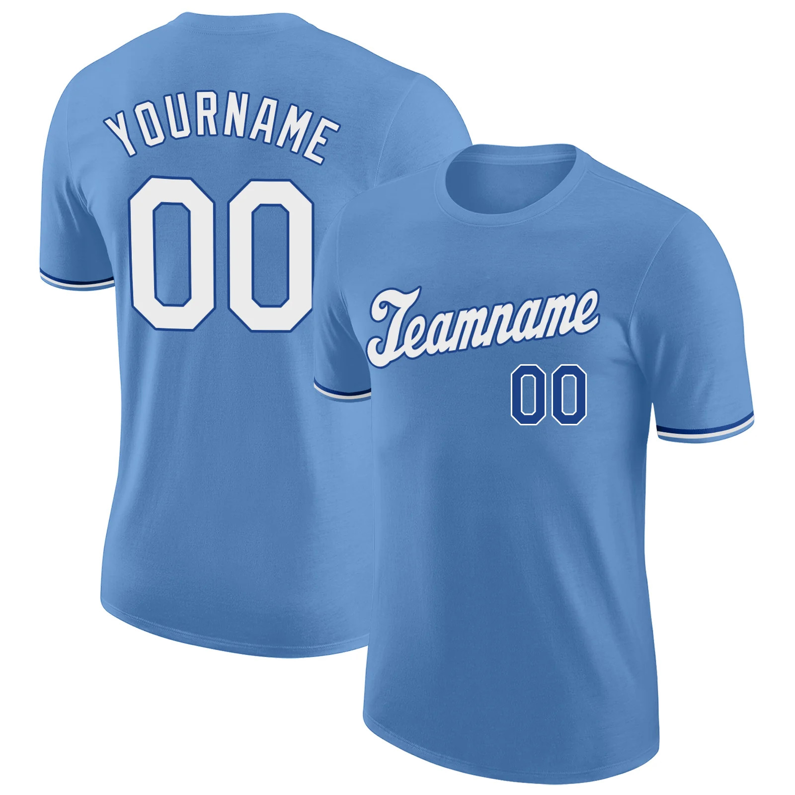 Custom Light Blue White Royal Performance T-Shirt Mens Sport Team Graphic Gift gallery