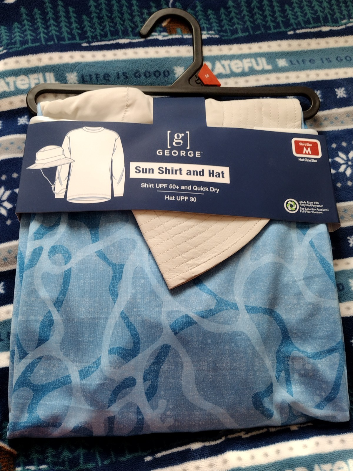 George Mens Blue M Sunblocker Shirt (UPF 50) and Hat (UPF 30) Combo Quick Dry gallery