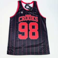 Crooks & Castles M Men’s Jersey Red Black Stripes Basketball Mesh Tank Top New