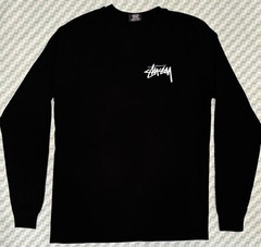 Stussy Basic Long Sleeve Logo Black Tee Mens Size S