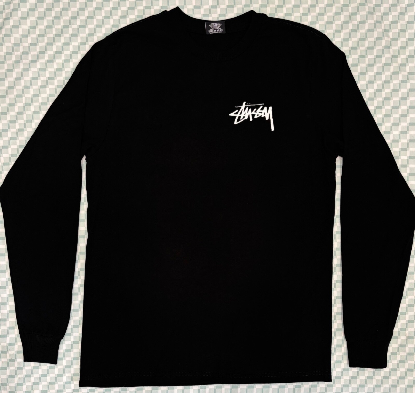 Stussy Basic Long Sleeve Logo Black Tee Mens Size S gallery