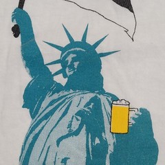 Vintage 90s Funny Liberty Shirt L/XL 23×27 White New-York USA