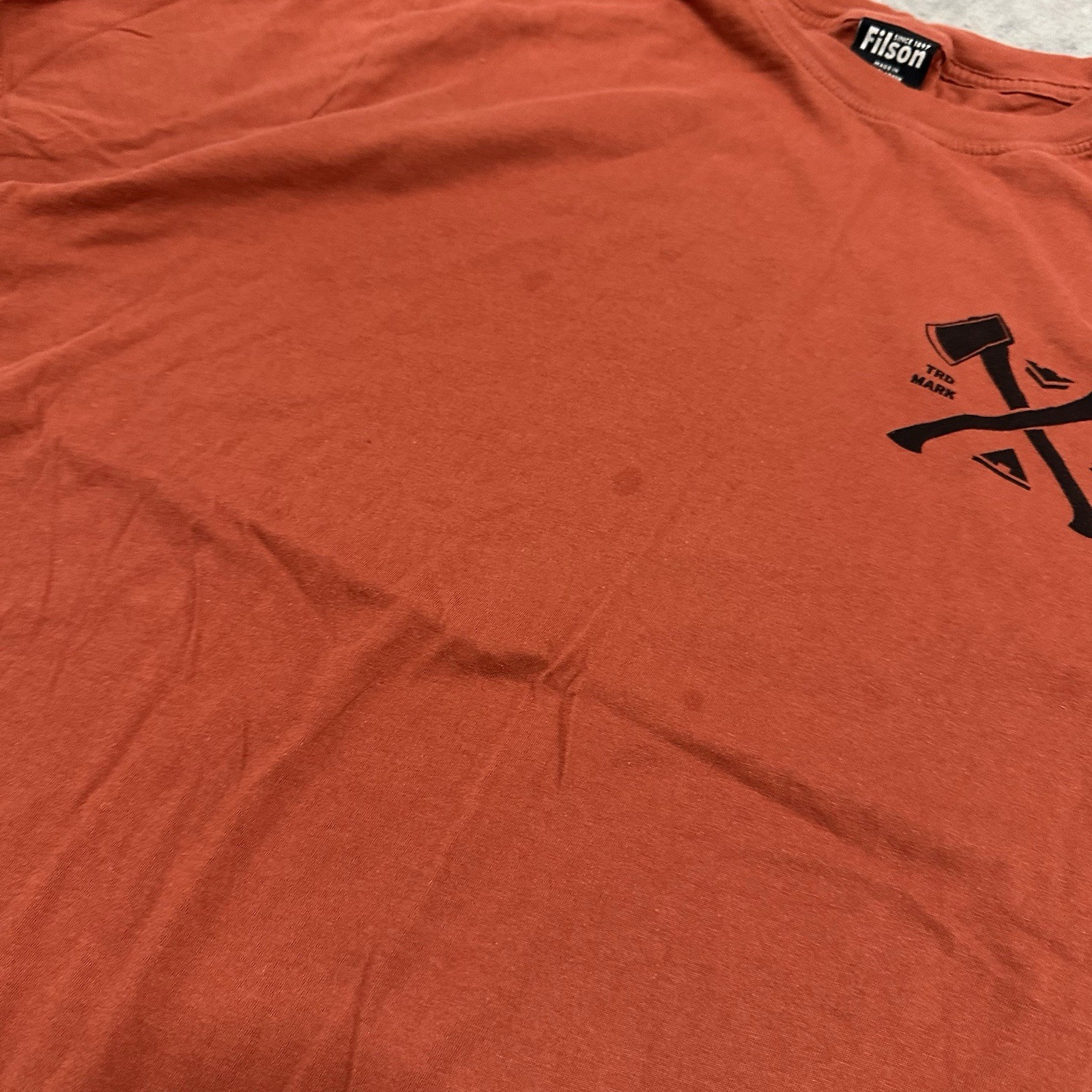 C.C. Filson Alaska Outfitters Hatchet Logo T-Shirt Salmon Fish Fishing Large gallery