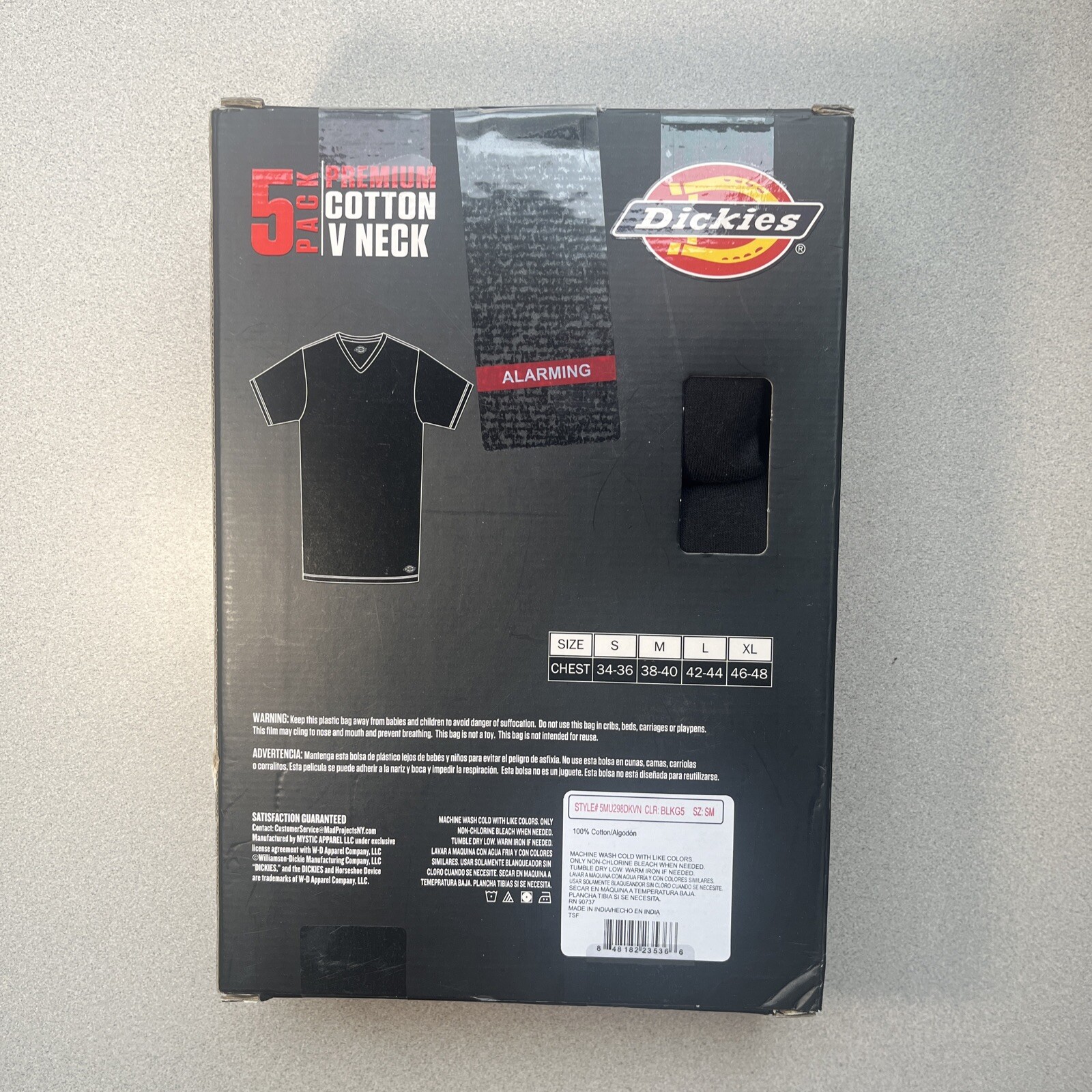 Dickies Men's Premium Cotton V-Neck T-Shirts Black Size S (34-36) gallery