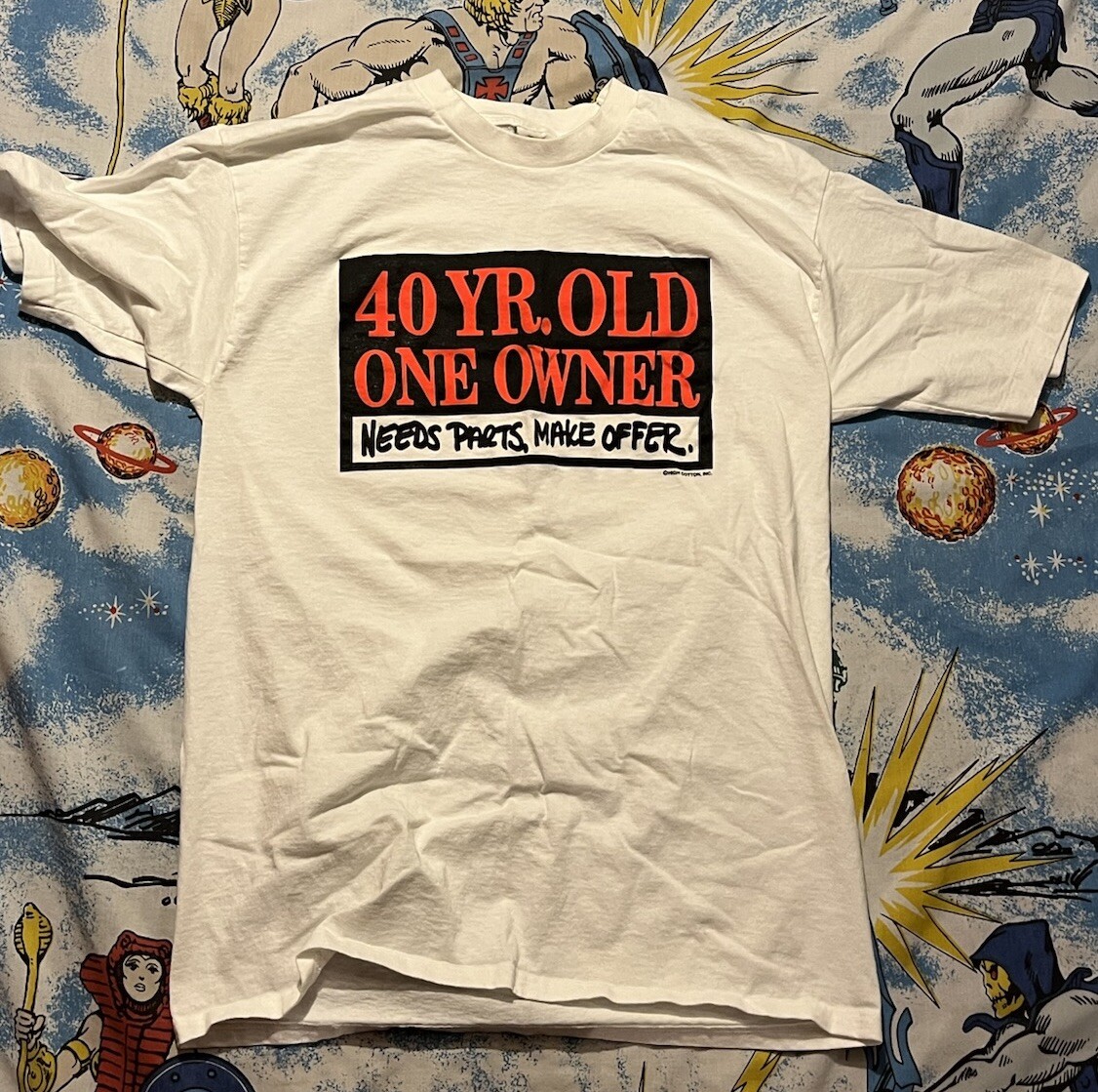 Vintage 40th Novelty T-Shirt Mens L Age Jokes Humor Single Stitch White VTG 90s
