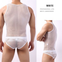 Men Mesh See Through Fishnet Vest T-Shirt Sleeveless Sport Top Lingerie Tank Top