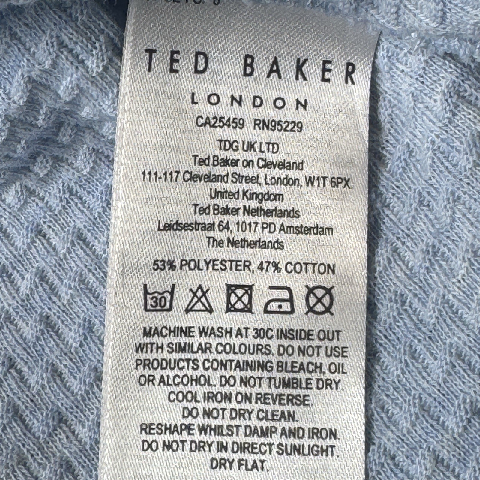 Ted Baker Men's Curly Textured T Shirt Blue Basketweave Pullover Size 6 2XL US gallery