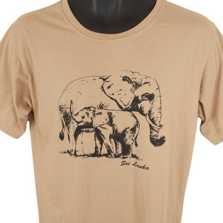Sri Lanka T Shirt Mens Size Medium Beige Elephants Travel Destination Tee gallery