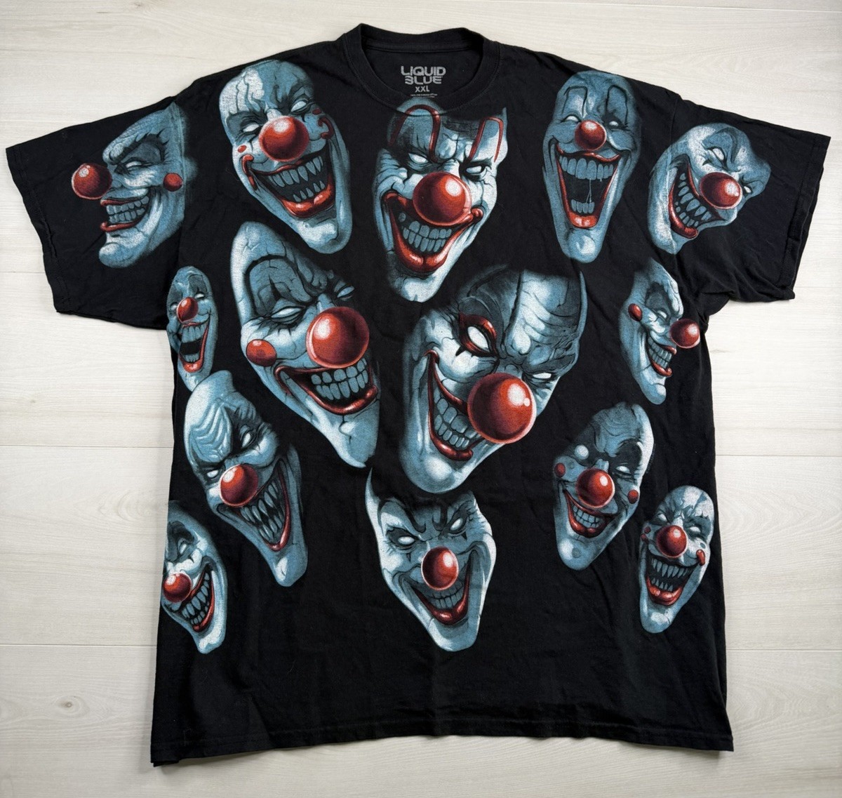 Liquid Blue Eviil Killer Clowns T Shirt All Over Print AOP Horror Y2K Mens 2XL gallery