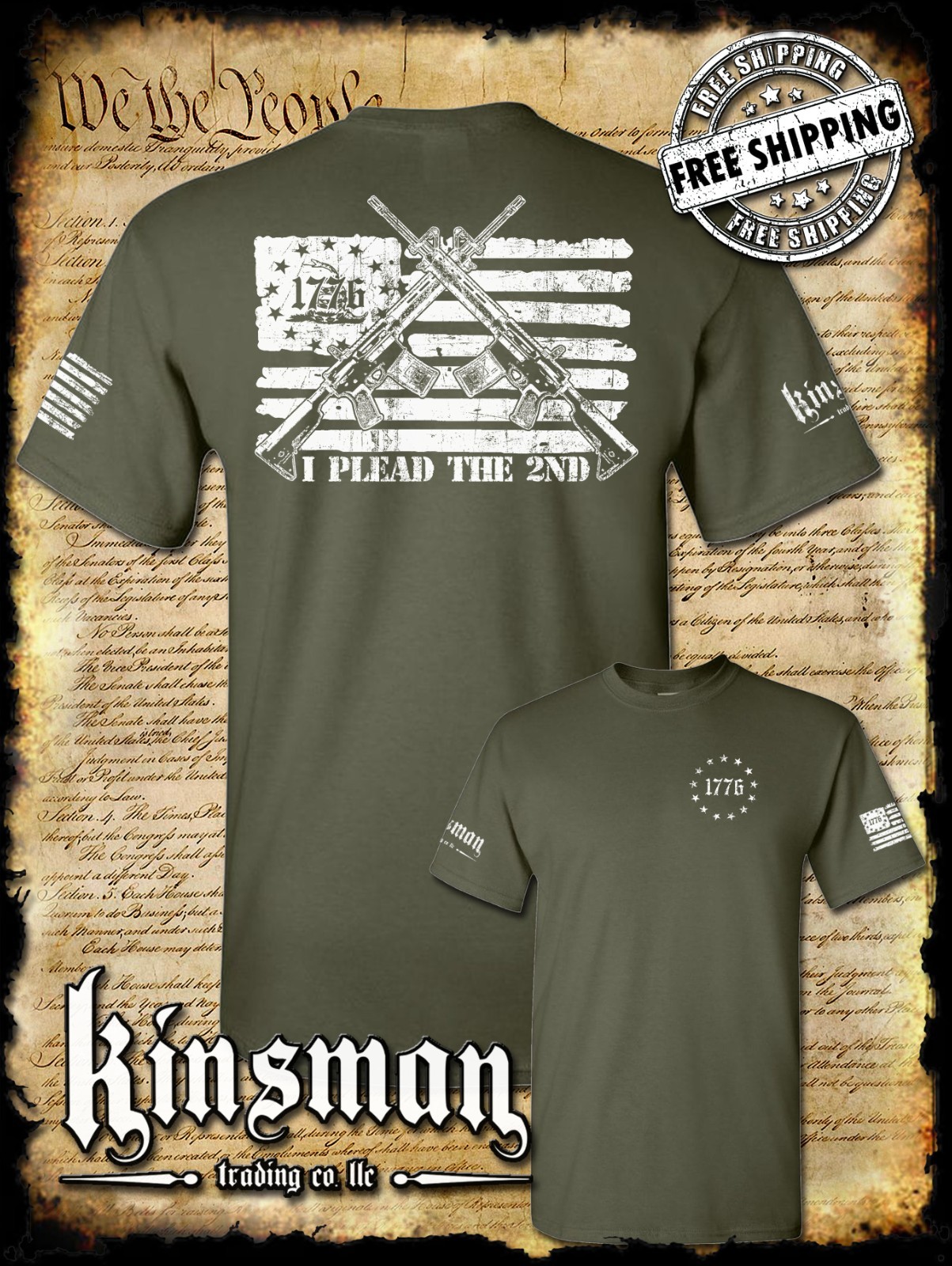 I Plead The 2nd Amendment Pro-Gun T-Shirt / Firearm Rights American Flag 1776 2A gallery