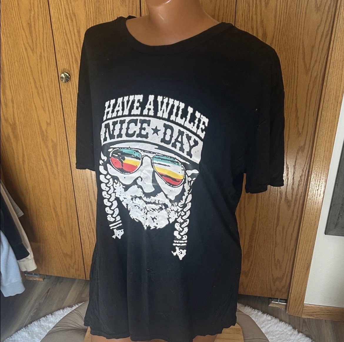 Black Graphic Print “HAVE A WILLIE” Crew Neck Short Sleeve T-Shirt Jersey L