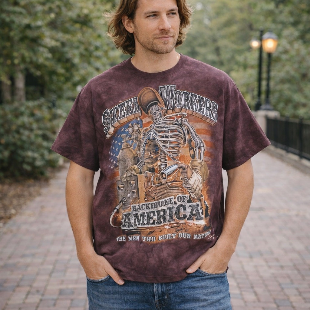 The Mountain SZ XL John Lean 2016 Steelworkers Backbone Of America Graphic Tee
