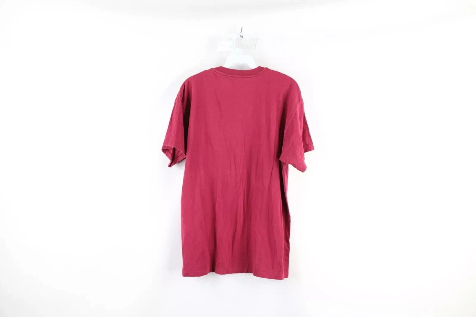 Vintage 90s Streetwear Mens Large Faded Blank Pocket T-Shirt Burgundy Cotton gallery