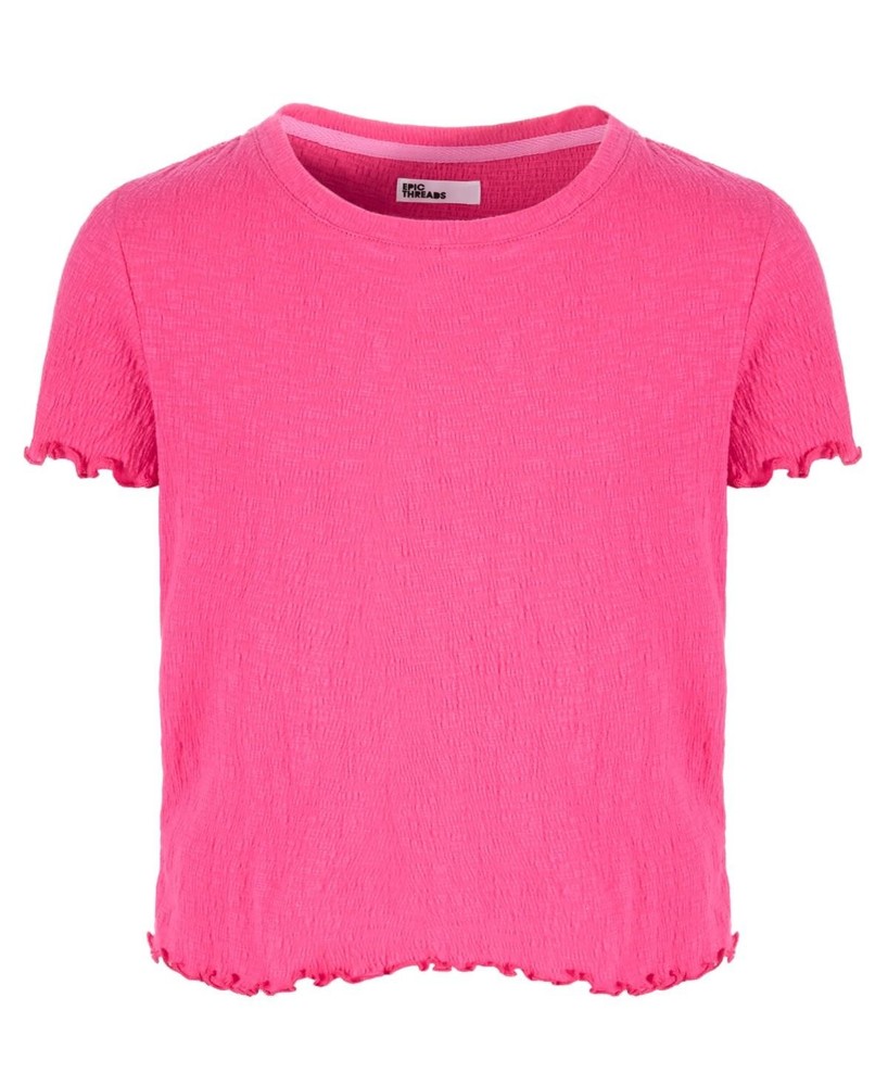 Epic Threads Big Girls Solid-Color Textured T-Shirt.- Pink Lightning. Medium