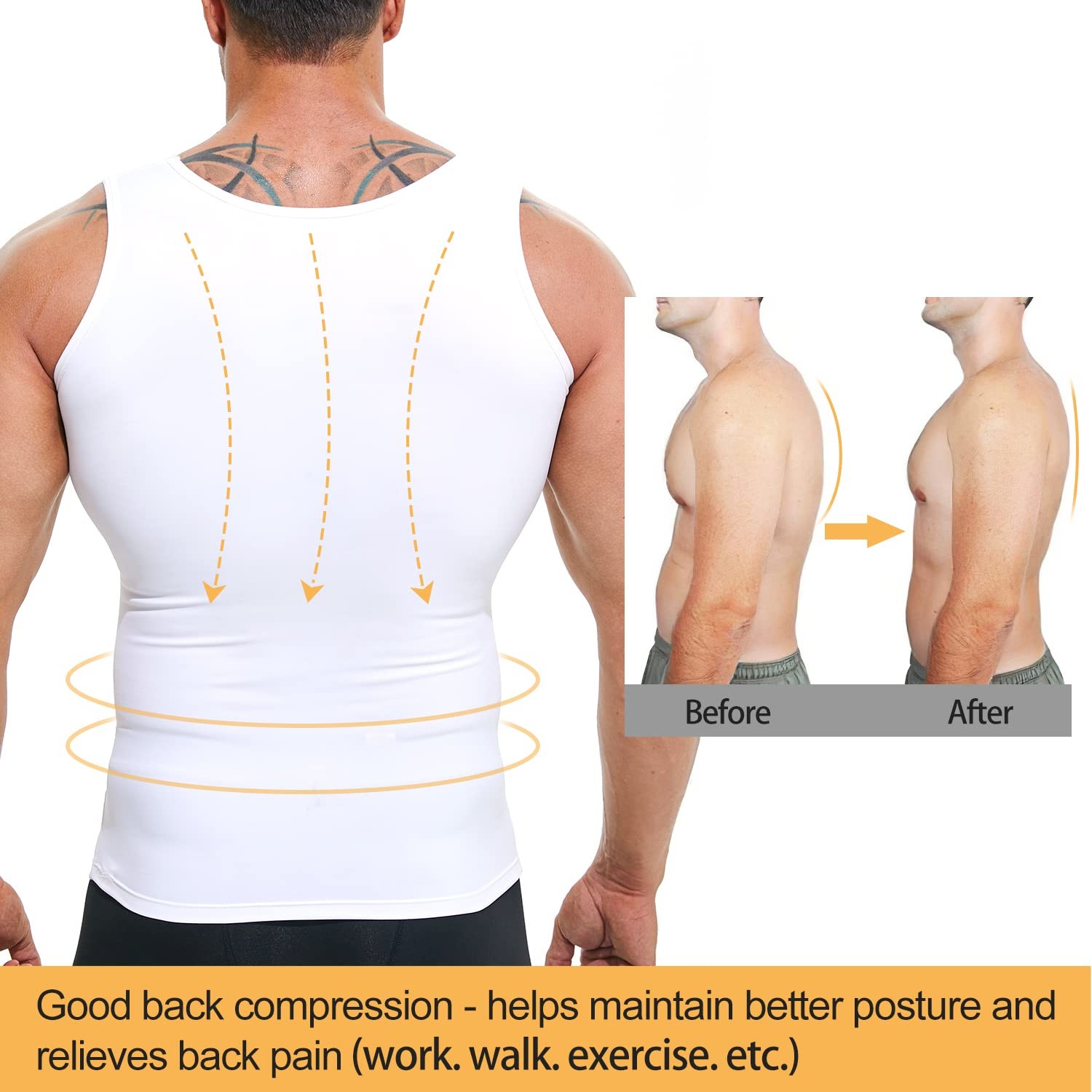 Mens Compression Shirt Slimming Undershirt Body Shaper Vest Workout Tank Tops... gallery