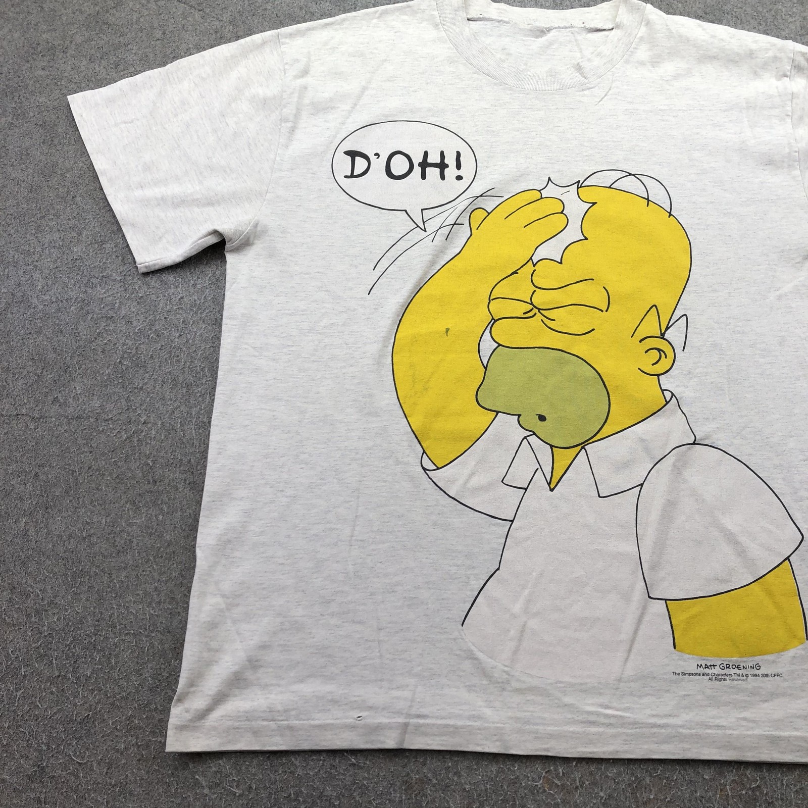 Vintage The Simpsons Shirt Mens Large Gray Graphic Homer D'oh 1994 Cartoon 90s gallery