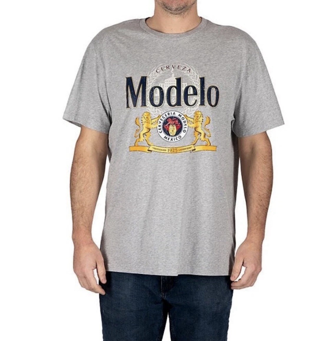 Modelo Men’s Beverage Graphic Tee Grey T-shirt Size- Medium