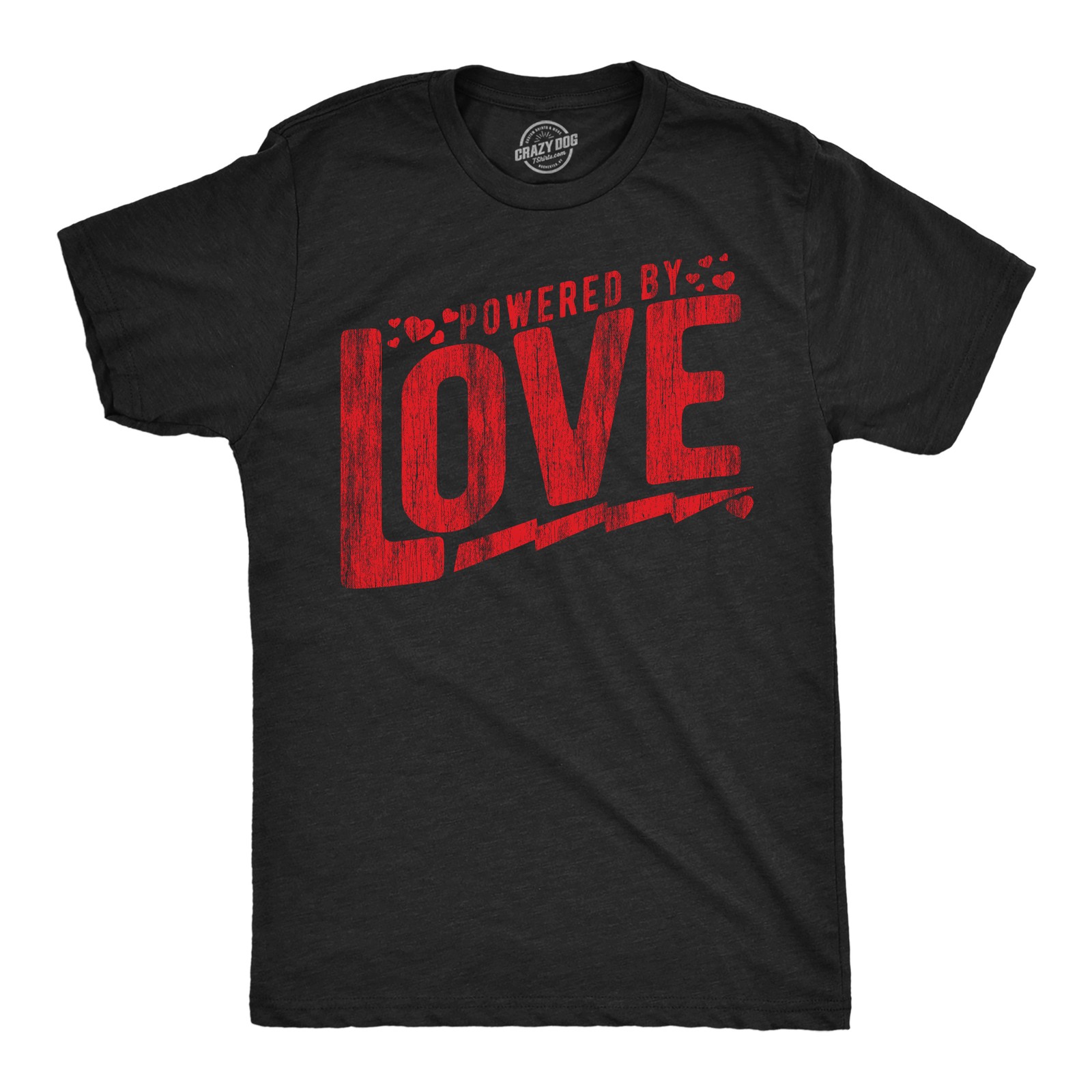 Mens Powered By Love Funny T Shirts Cute Valentines Day Graphic Tee for Men gallery