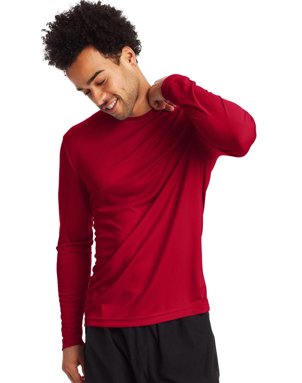 Hanes Long Sleeve Tee 2-Pack T-Shirt Sport Men's FreshIQ Cool DRI Jersey S-3XL gallery