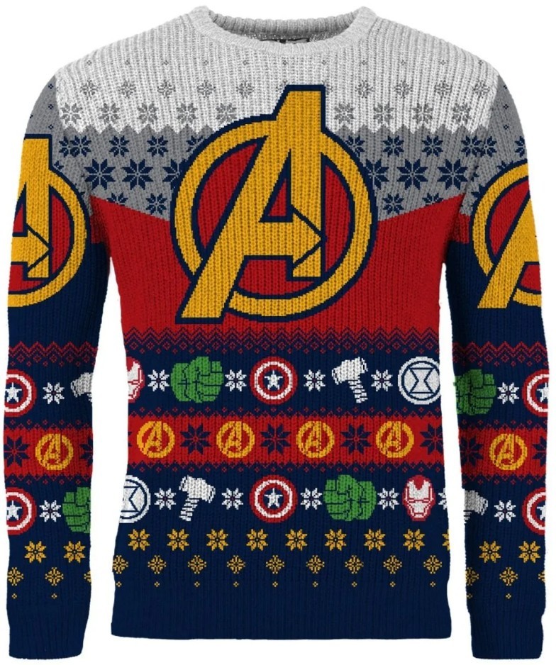 Marvel Avengers Ugly Christmas Freece Sweater Size XS-5XL