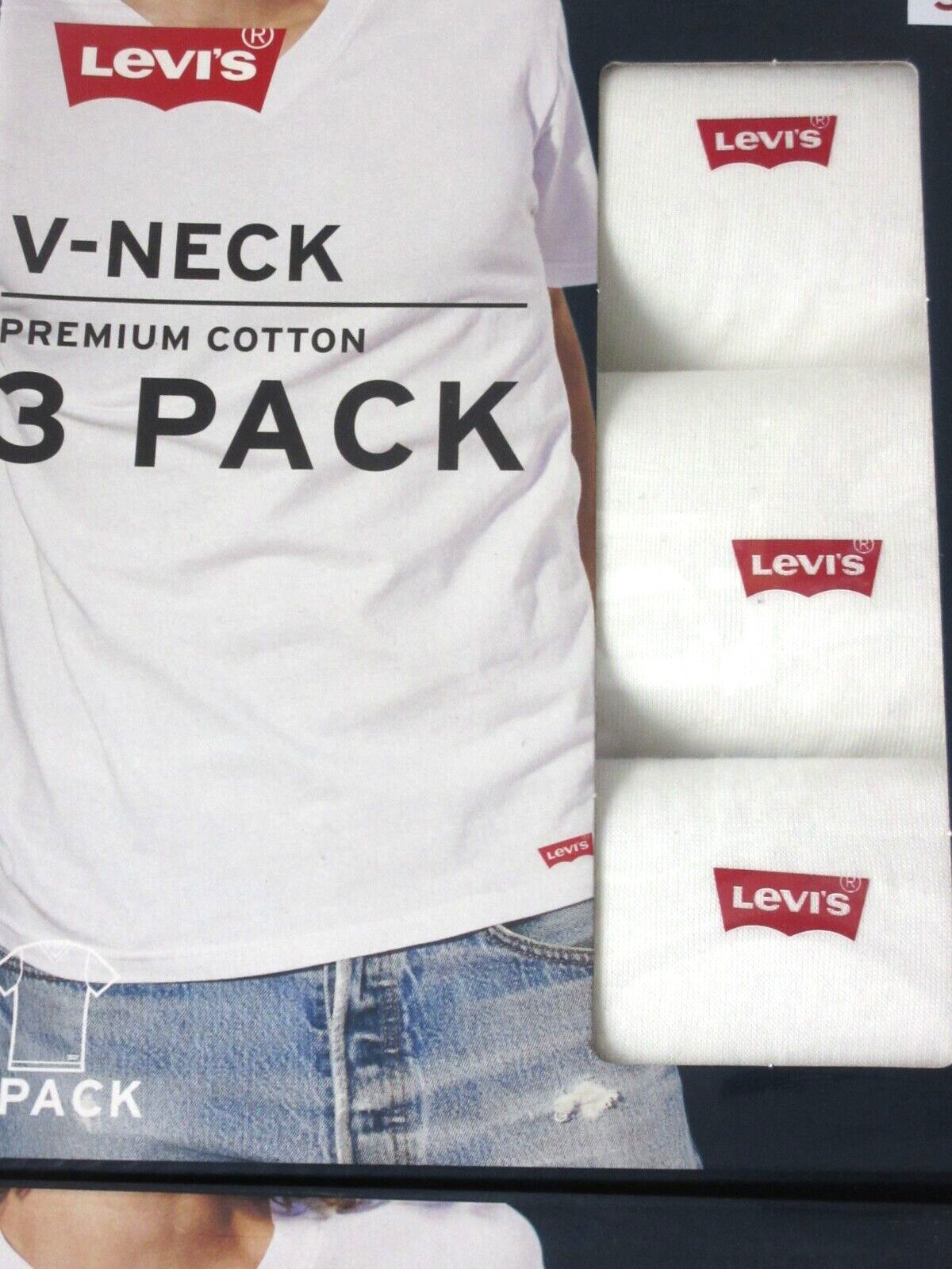 Levi's Men's V-Neck Premium Cotton 3 Pack Tee shirts White NIB Ships Free gallery