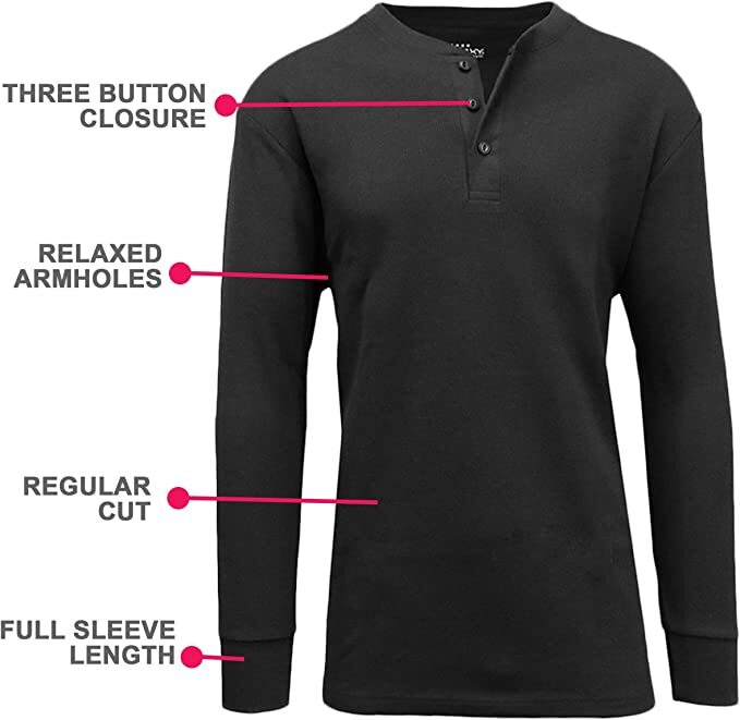 Men's 3-Button Thermal Waffle-Knit Henley Shirts ( Sizes, S-5XL ) NEW Free Shipp gallery