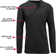 Men’s 3-Button Thermal Waffle-Knit Henley Shirts ( Sizes, S-5XL ) NEW Free Shipp