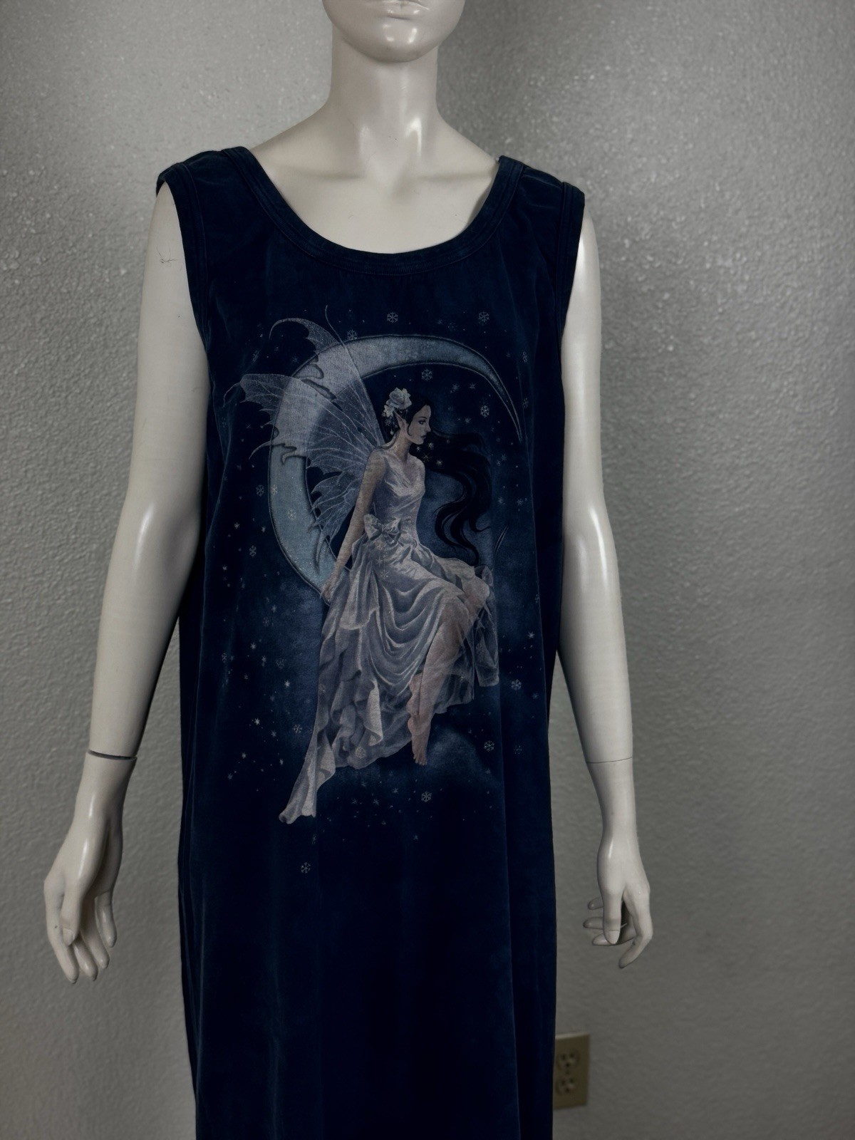 The Mountain Vintage Fairy Moon Blue Tie Dyed Crew Neck Shirt Size 2XL gallery