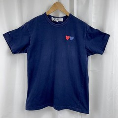 Comme des Garcons PLAY Double Hearts Embroidered Tee Navy Size L