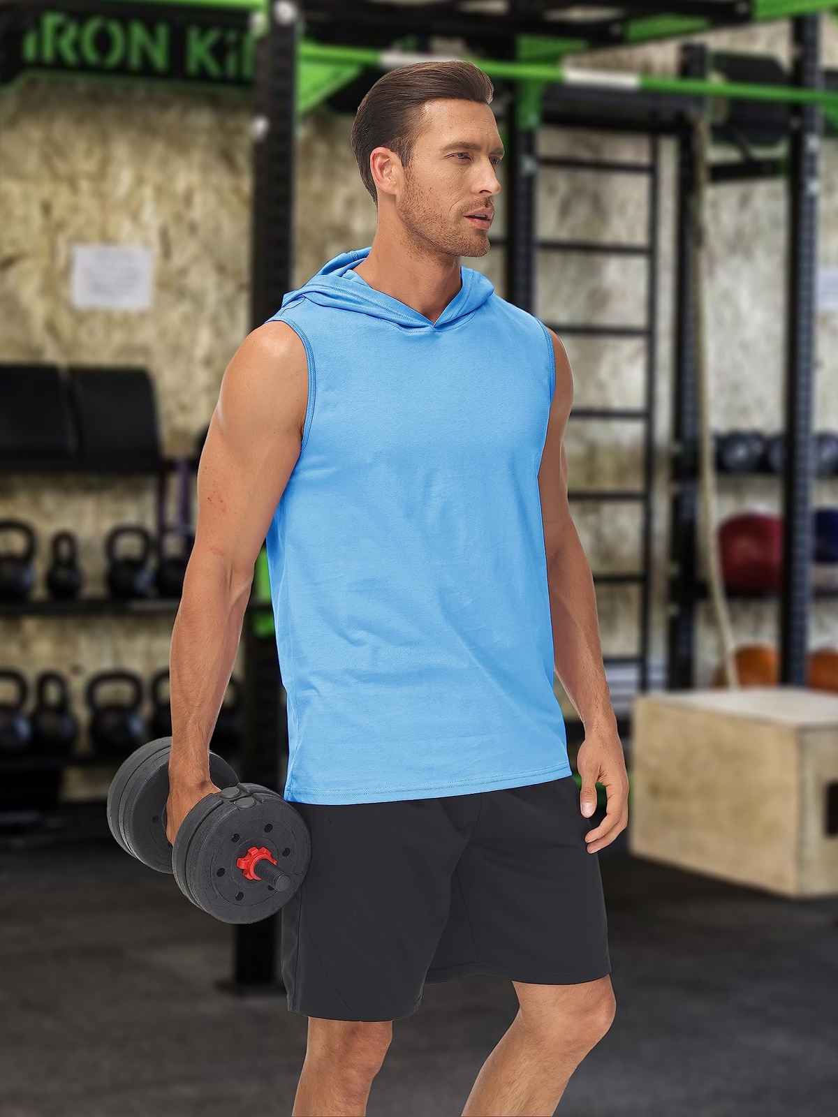 Men's Muscle Hoodies Sleeveless Tank Tops Gym Fitness Running Sport Vest T-Shirt gallery