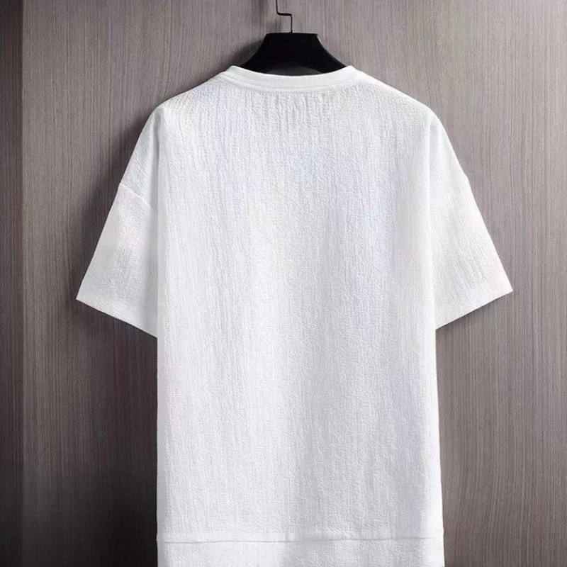 New Men's Polyester Fiber Plain Crew Neck Ice Silk Short Sleeves T-Shirt M-3XL gallery