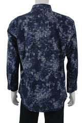 Maceoo Mens Dark Blue Point Spread Collared Button Up Shirt Long Sleeve Size M