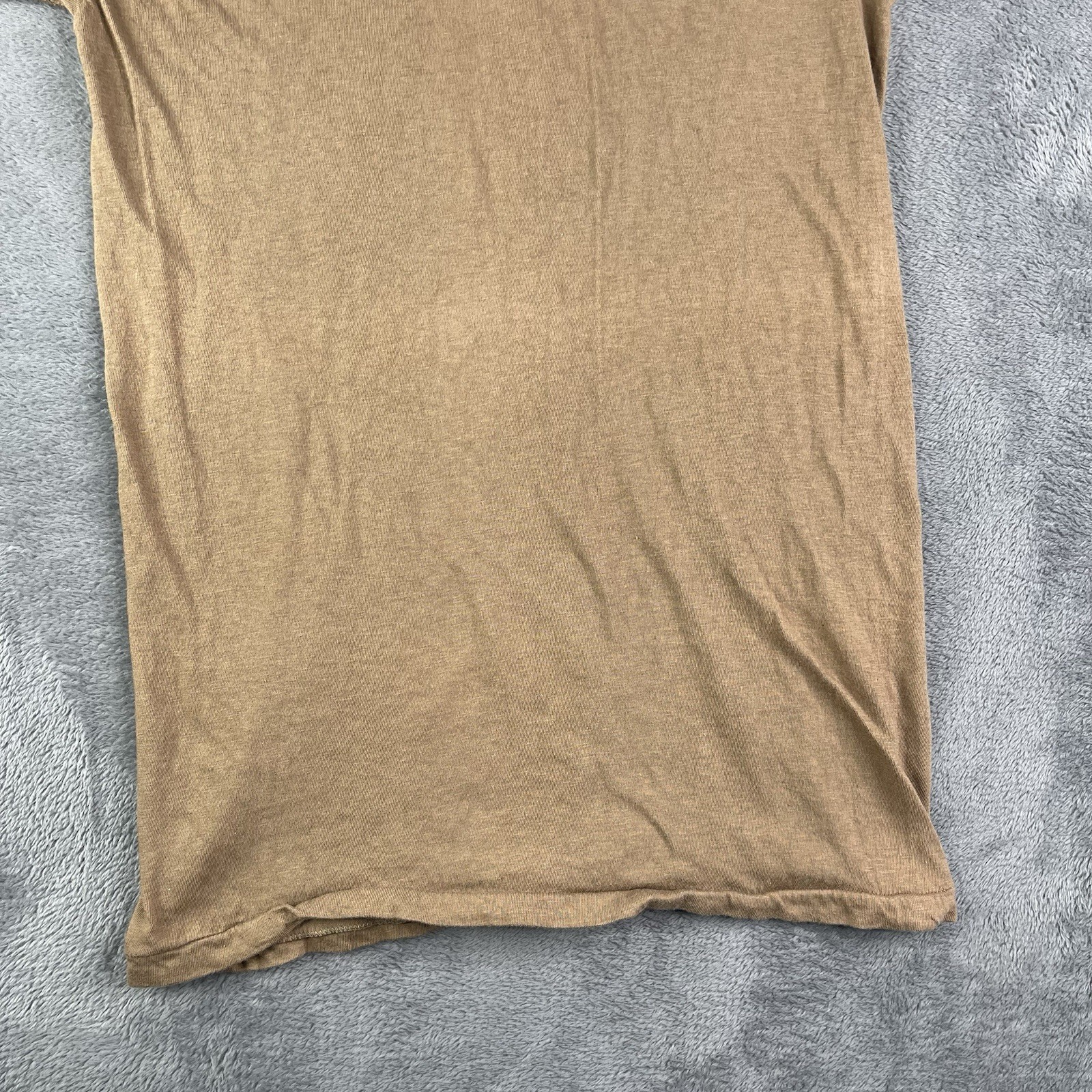Vintage Paper Thin T Shirt Men Small Brown 80s US Military Thrashed Blank Grunge gallery