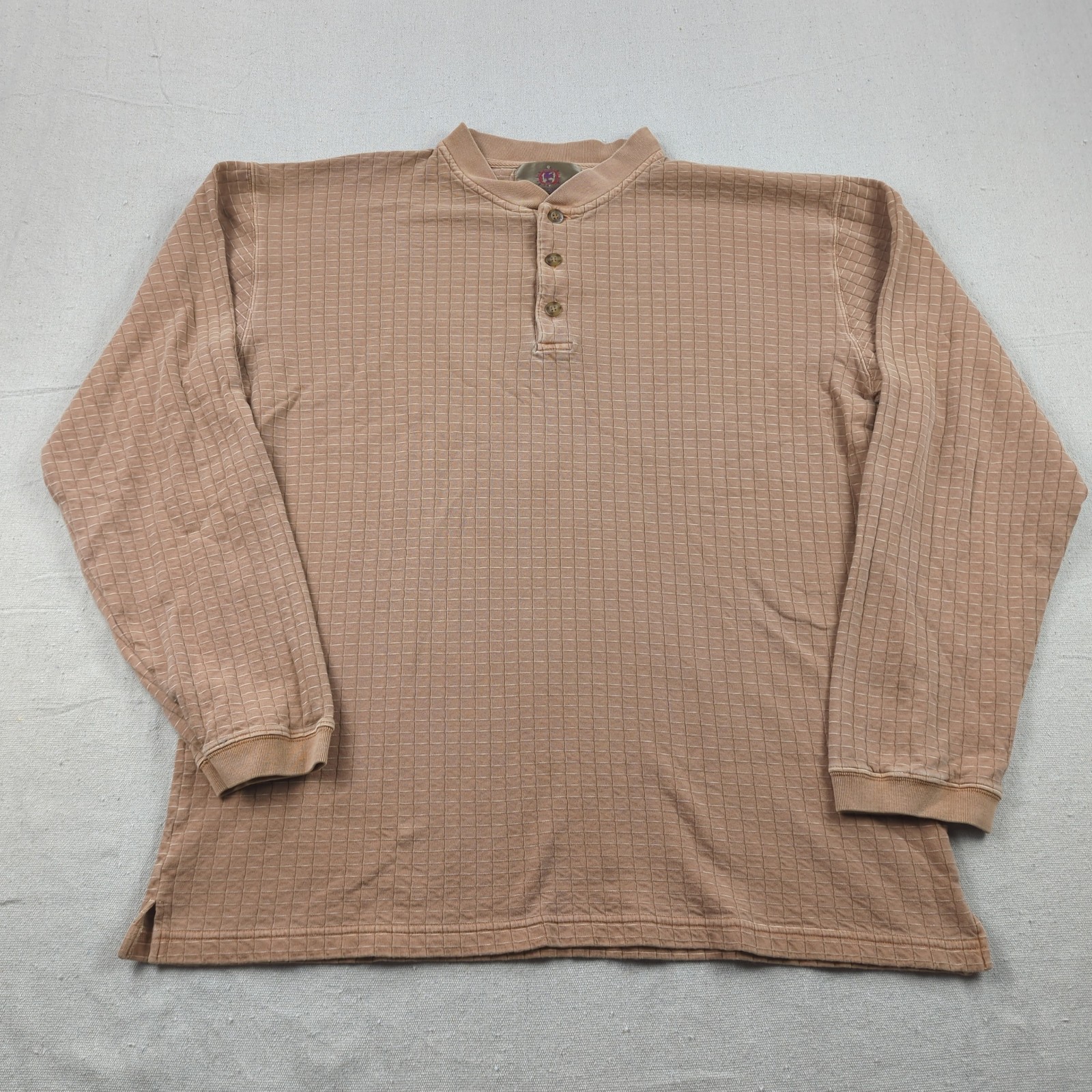 Territory Ahead Shirt Mens Large Brown Henley Thermal Waffle Pullover