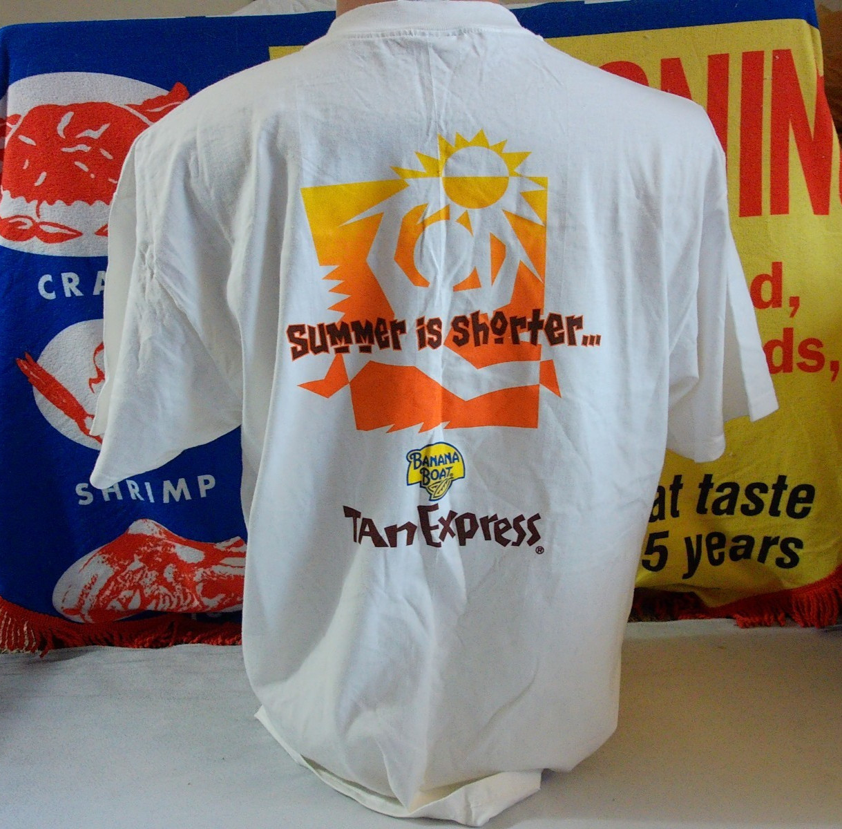 VTG BANANA BOAT Sunscreen T Shirt Mens XL Life is Short Summer Beach TAN EXPRESS gallery
