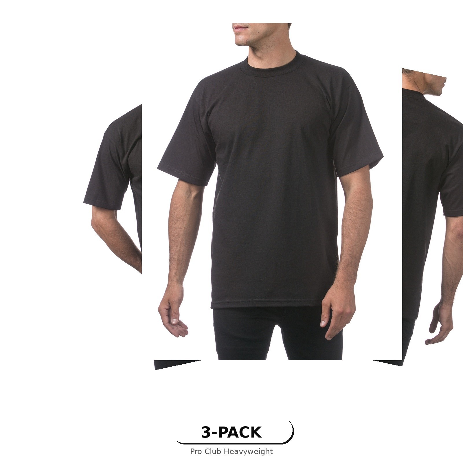 3 Pack Pro Club Heavyweight T-Shirt Crew Neck Cotton Tee S M LXL 2XL White Black gallery