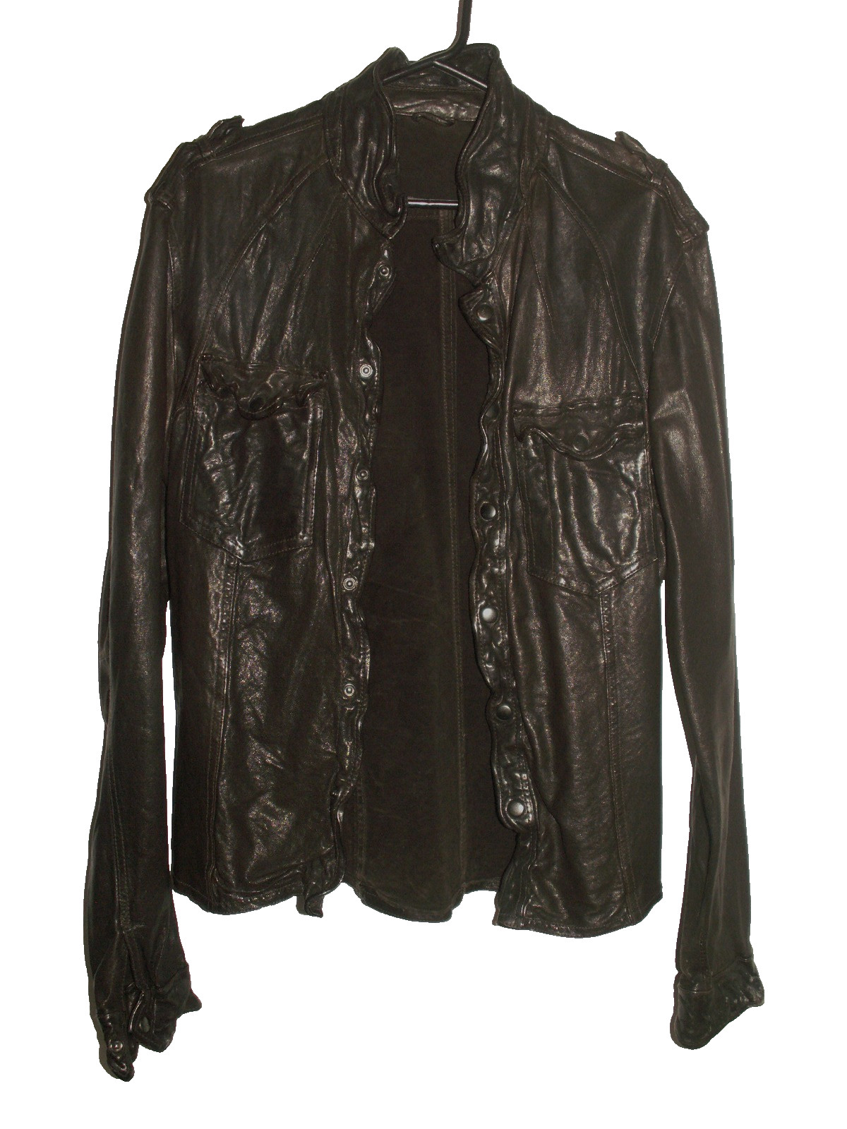Men's All Saints MCKAY LEATHER SHIRT jacket overshirt XL (ref80) £199.99!!!!! gallery