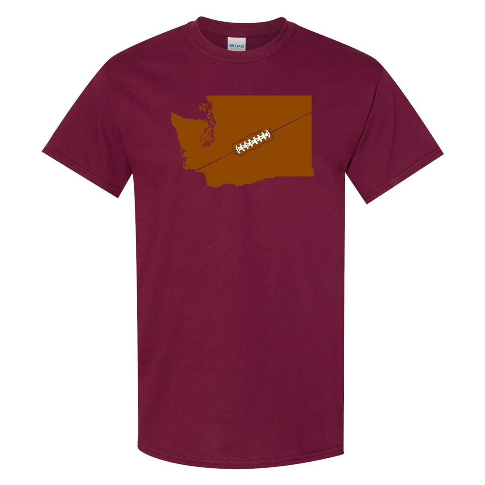 Washington Football State Shape - Hometown Pride T Shirt - Maroon gallery