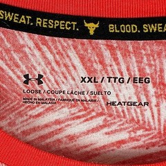 Under Armour Project Rock Tshirt Men XXL Red White Warrior Mana Palm AOP Workout