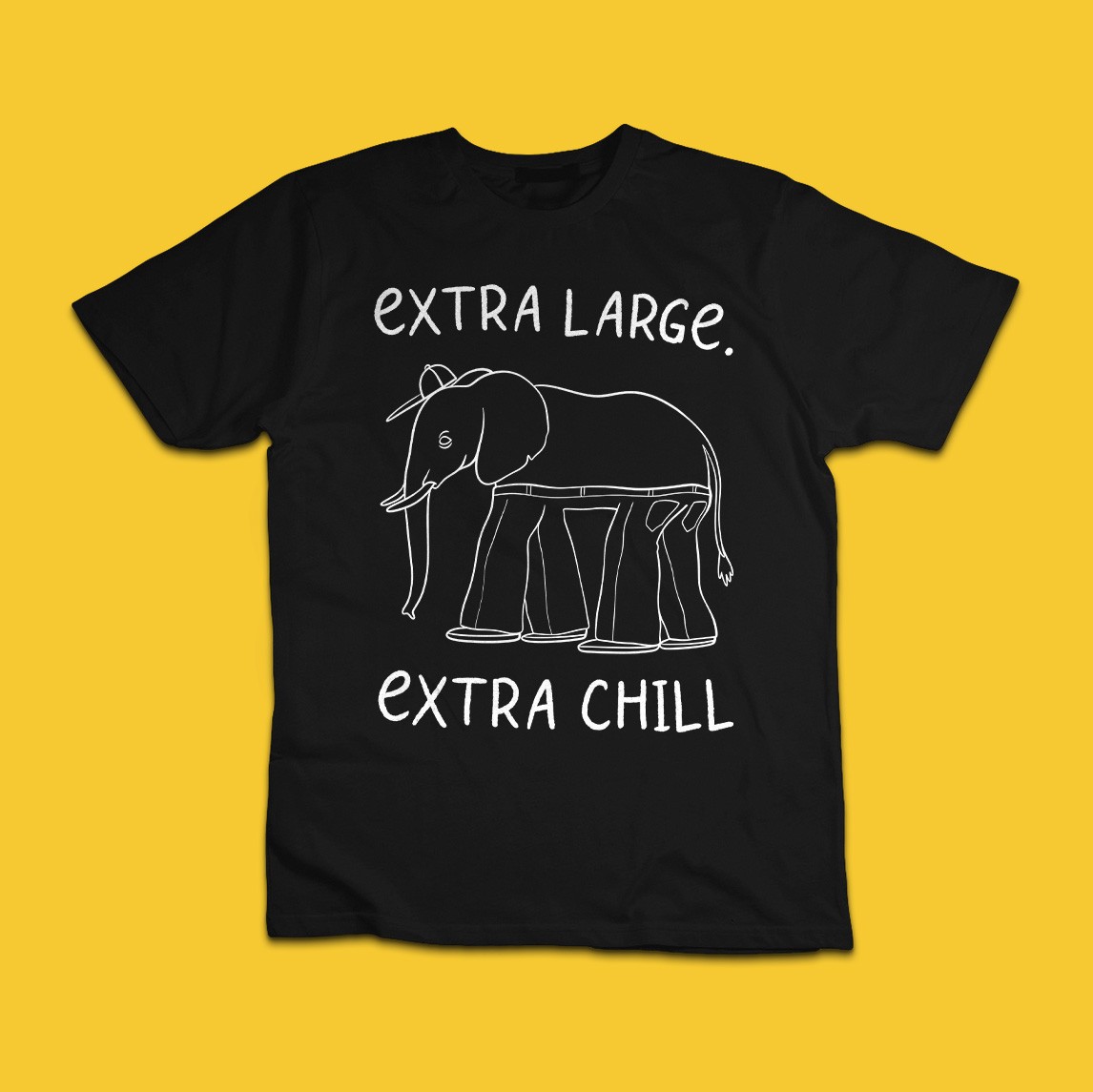 Extra Large Extra Chill Elephant Funny Graphic T-Shirt Relaxed Humor Tee gallery