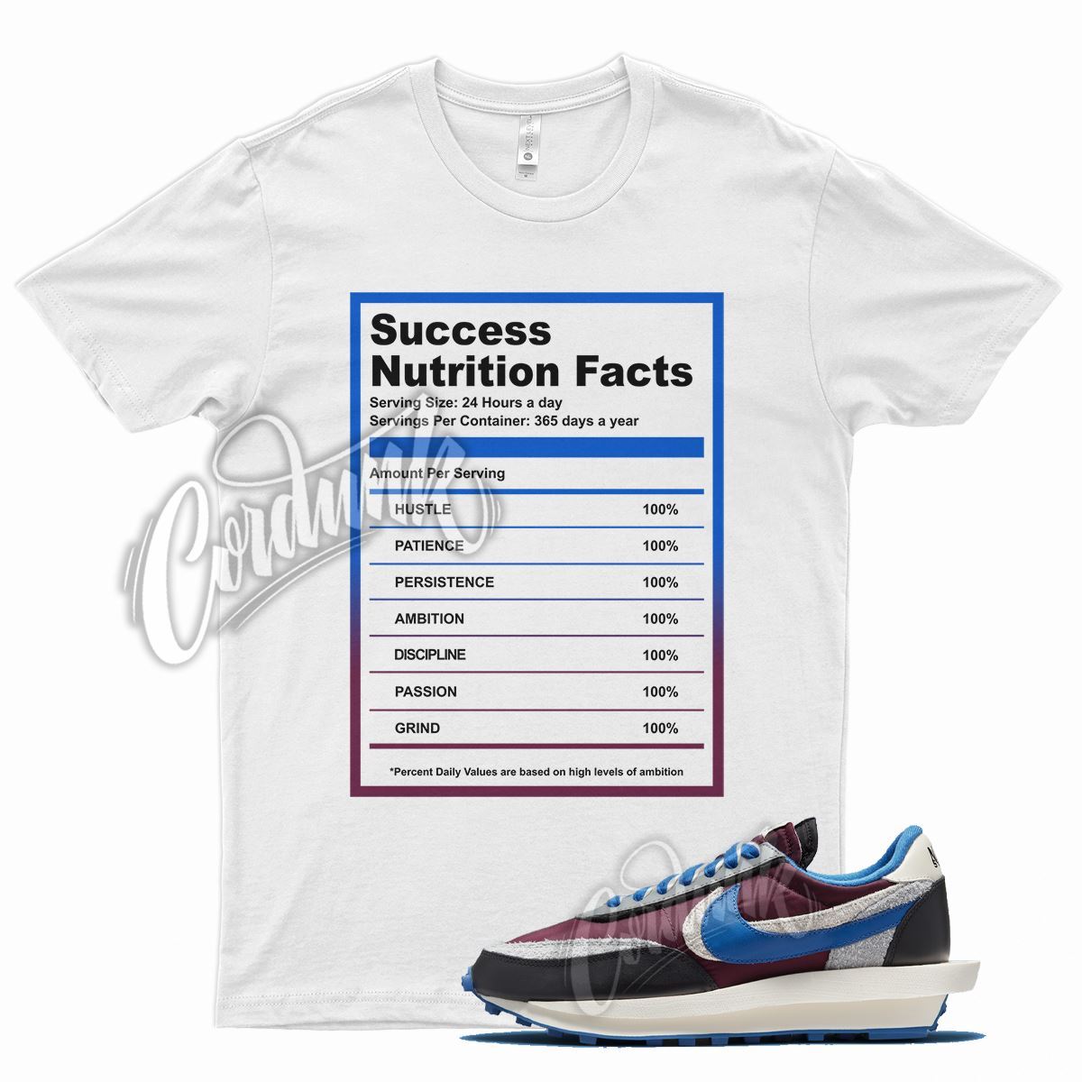 White SUCCESS Shirt for N LDWaffle Night Maroon Pale Ivory Ground Team Royal