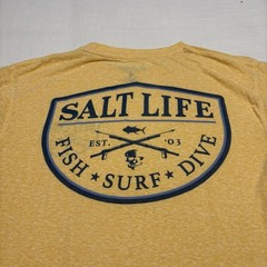 Men’s Salt Life Fish Surf Dive Tee | Yellow | Sz Medium | Outdoor Fishing Shirt