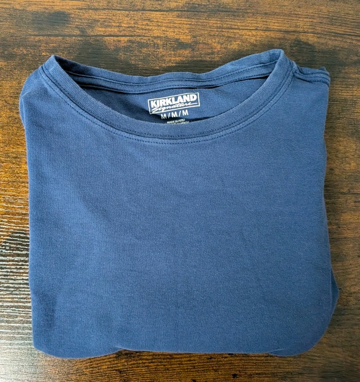 Kirkland Signature Pima Cotton Tee T Shirt Blue Medium Peru Made gallery