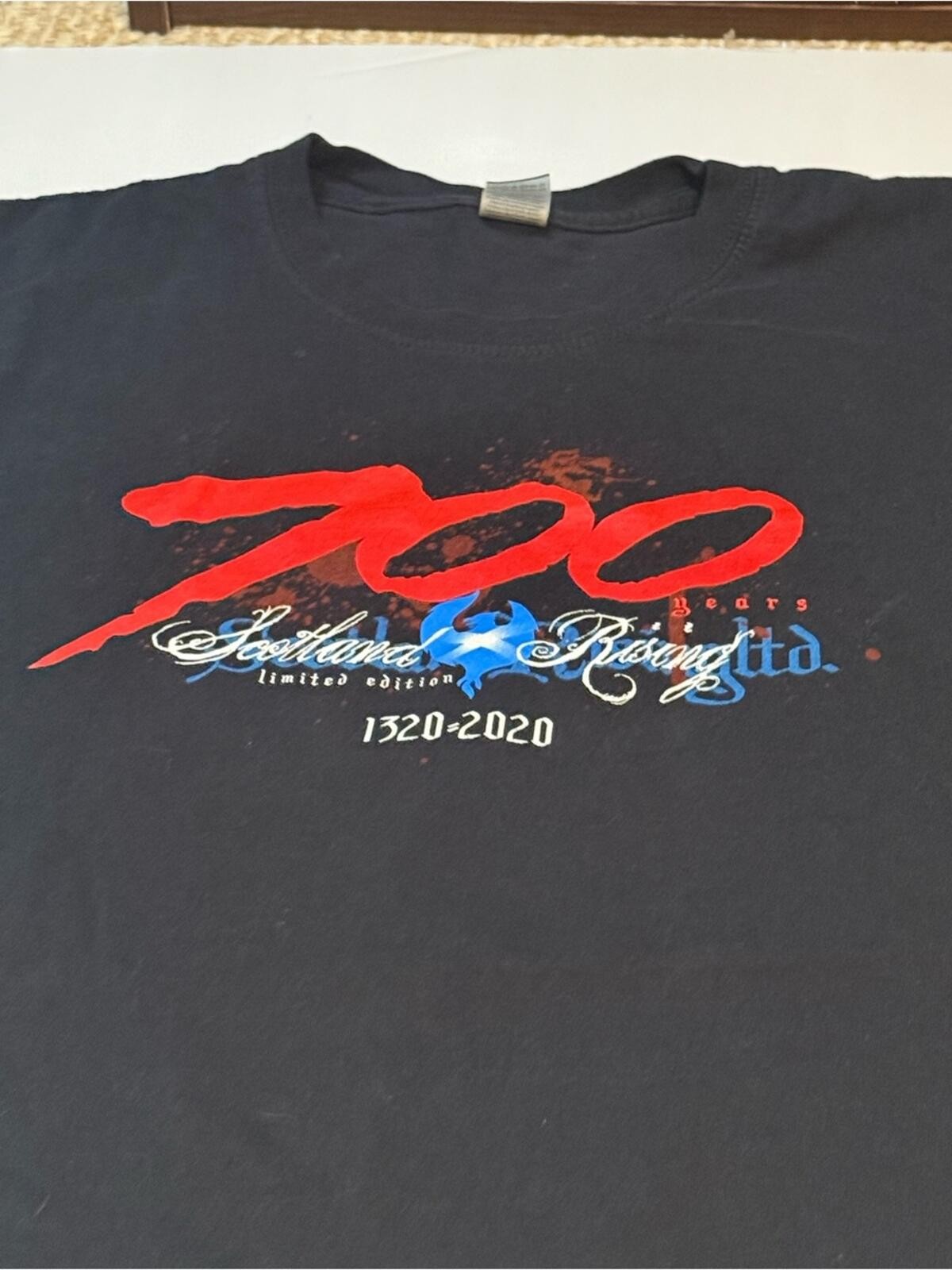 Scottland rising 700 Black Graphic Tee with Red and Blue 700 Design gallery