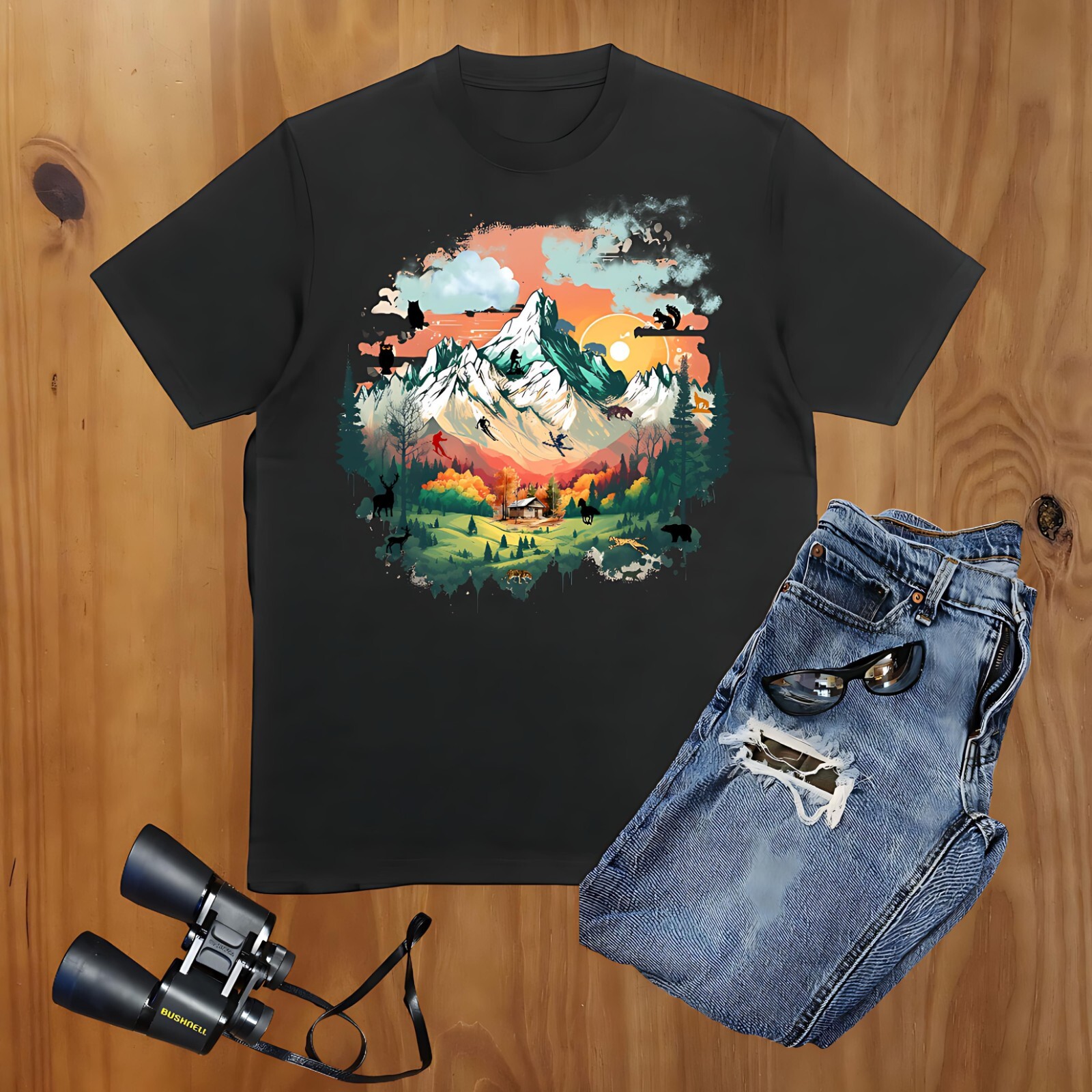 Classic Outdoor Wilderness Mountain Scene Graphic T-Shirt, Unisex S - XL gallery