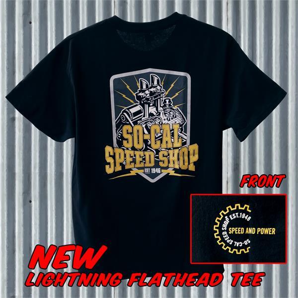 So-Cal Speed Shop Lightning Flathead (7054) Men’s Black T-SHIRT 100% COTTON